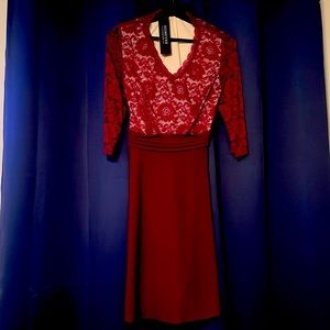 Dark Red Lace Top Dress